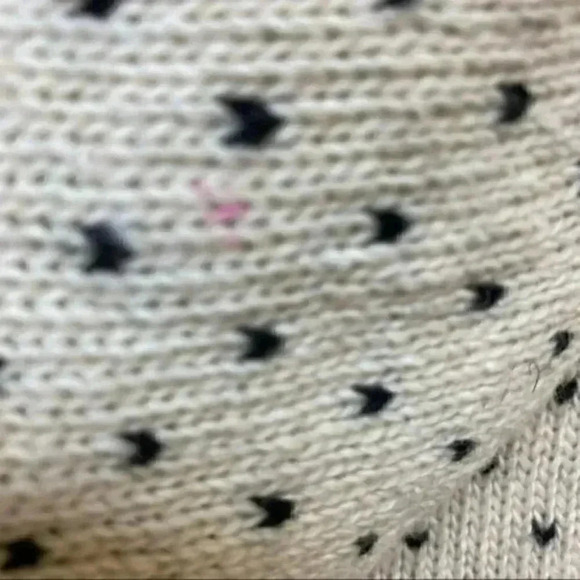 Hand Knit Cardigan Sweater Fair Isle Handmade Christmas Holiday Beige Black Smal - Picture 10 of 16